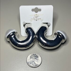 Silver Bubble Hoop Statement Earrings